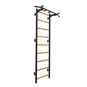 BenchK 721Swedish Ladder / Wall Bar - Premium Steel & Beech Wood Fitness Ladder with Fixed 6-Grip Pull-Up Bar