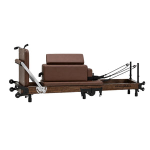 Eleno Pilates Home Fit Foldable Reformer Bundle - Red Oak / Brown