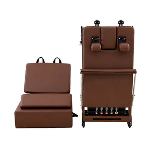 Eleno Pilates Home Fit Foldable Reformer Bundle - Red Oak / Brown