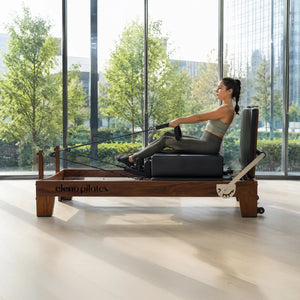 Eleno Pilates Home Fit Pro Foldable Reformer Bundle - Red Oak / Black