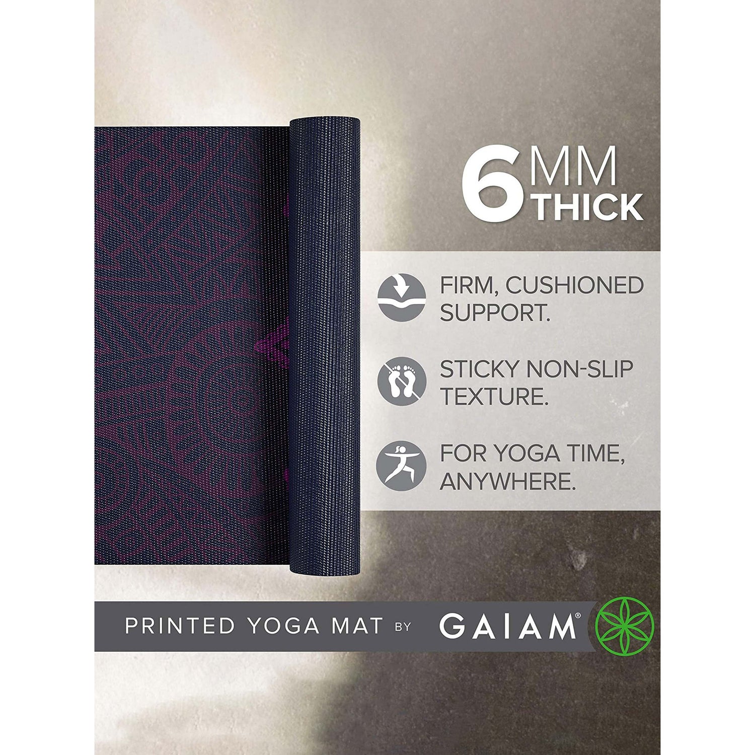 Gaiam Premium Plum Sundial Yoga Mat | 6mm