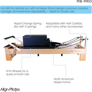 Align-Pilates M8-Pro Maple Wood Pilates Reformer with Half Cadillac